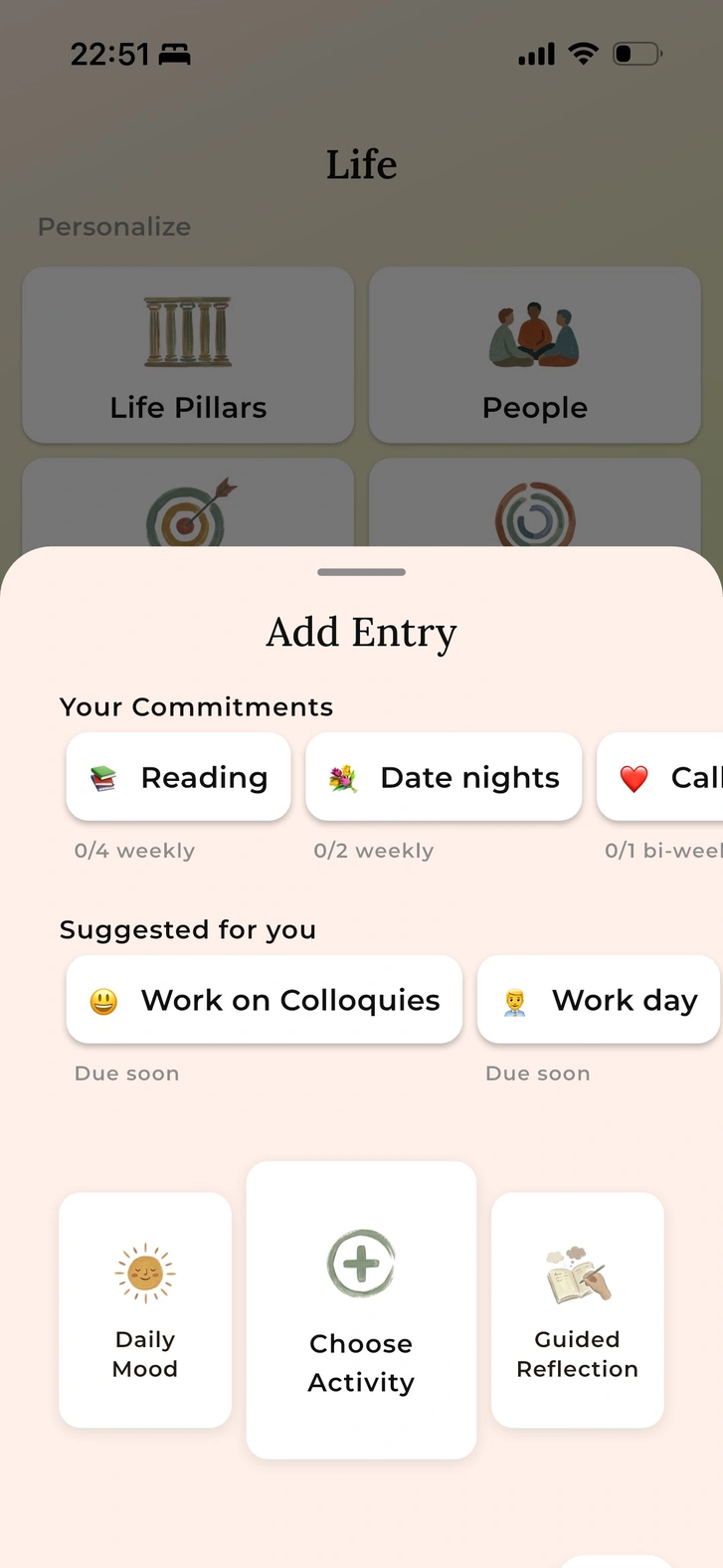 Add entry screen