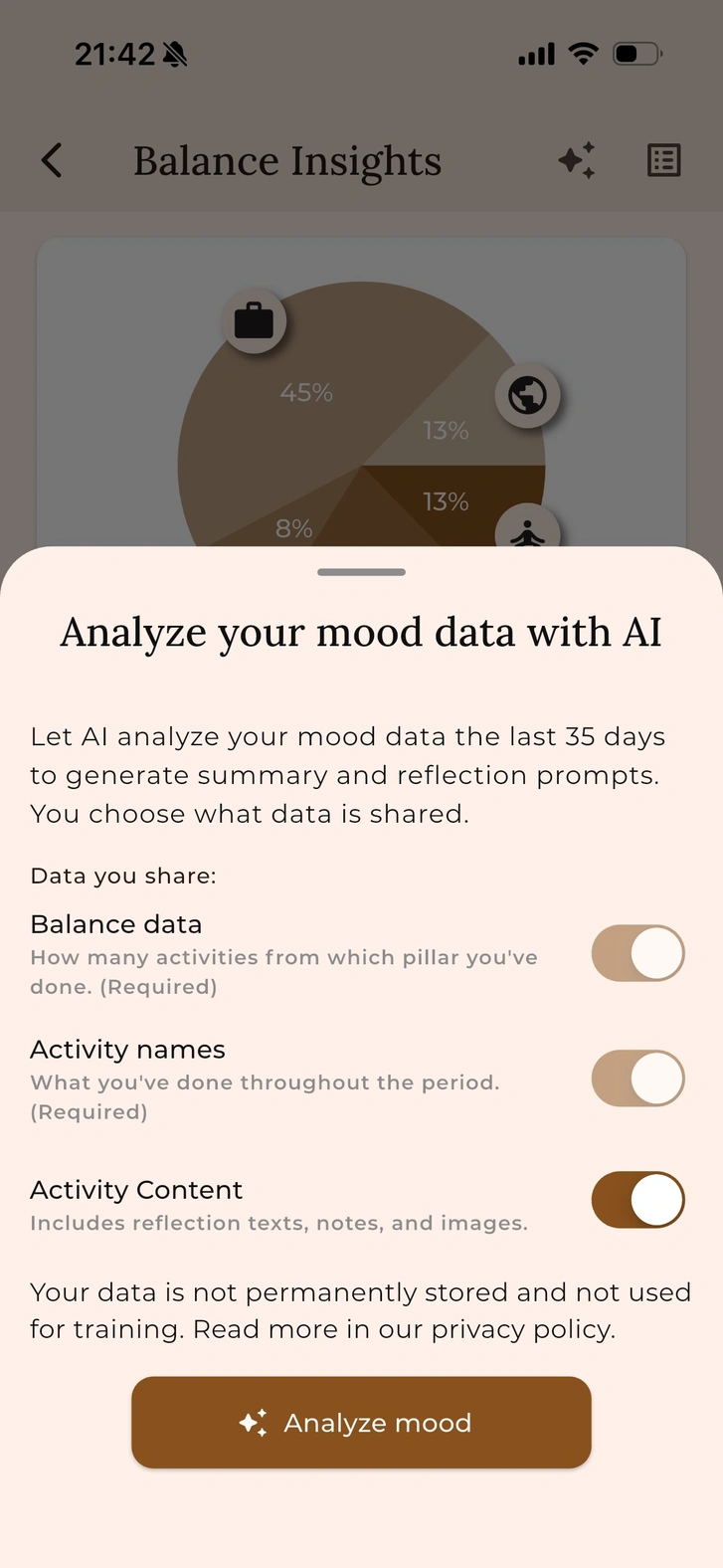 Balance insights screen