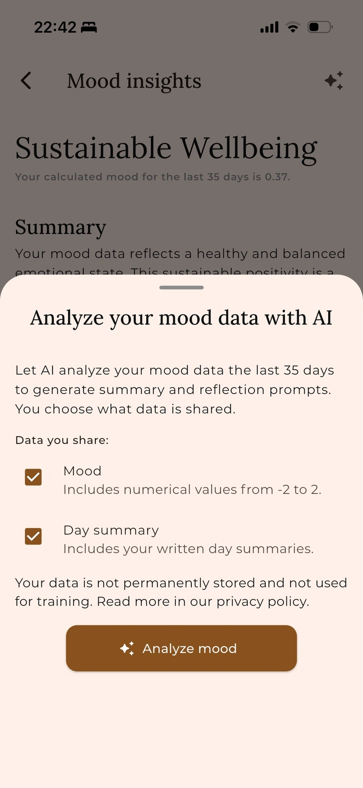 Mood insights screen